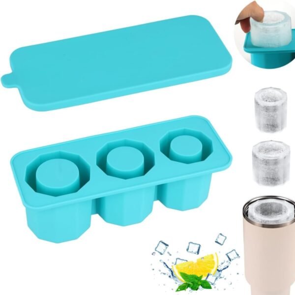 Stanley Cup Ice Cube Mold, Silicon Reusable Ice Cube Tray Mould for Tumbler with Lid 30/40oz Stanley Accessories Ice for Freezer Drinks Coffee (Blue)